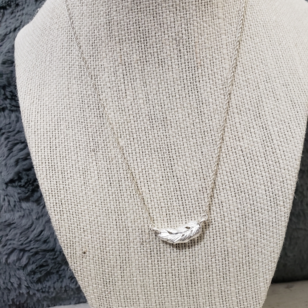 Silver feather necklace